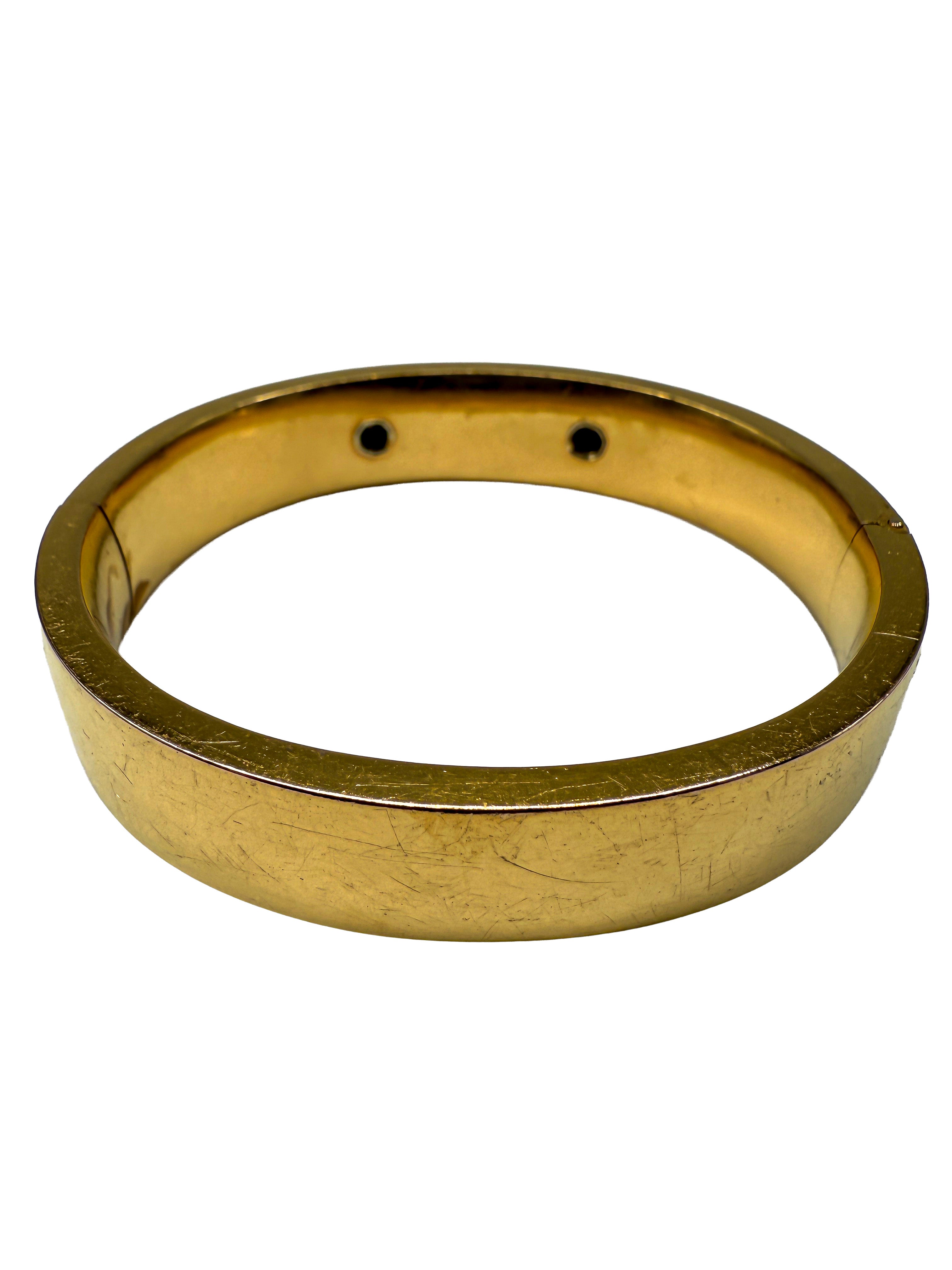 Historismus, Gelbgoldarmreif 23K mit Diamanten und Perlen