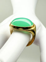 Laden Sie das Bild in den Galerie-Viewer, 900er Gelbgold Ring mit Chrysopras
