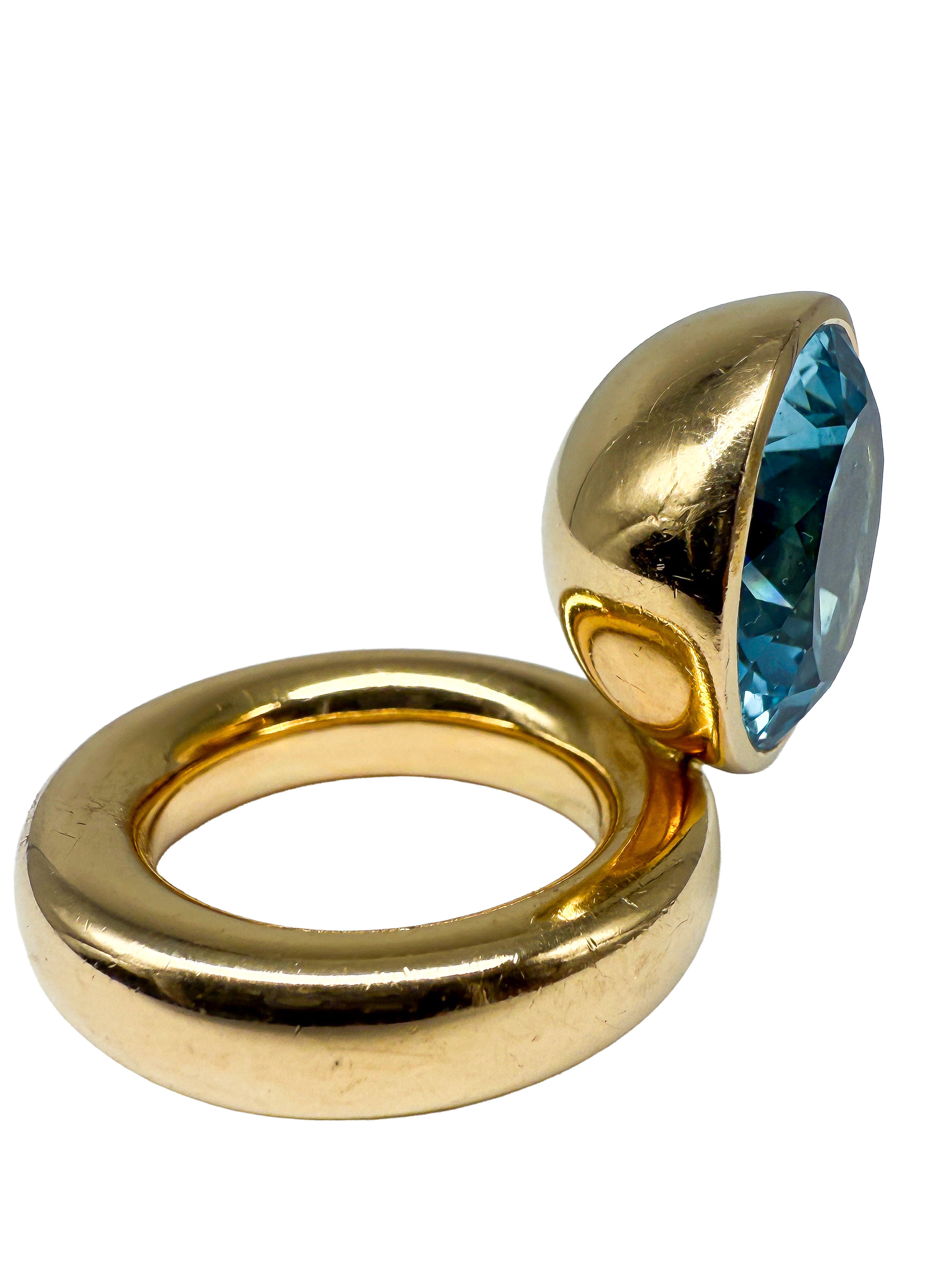 18K Ring und Halsketten Set mit Aquamarin