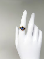 Laden Sie das Bild in den Galerie-Viewer, 585er Gelbgold Ring mit Saphiren und Diamanten
