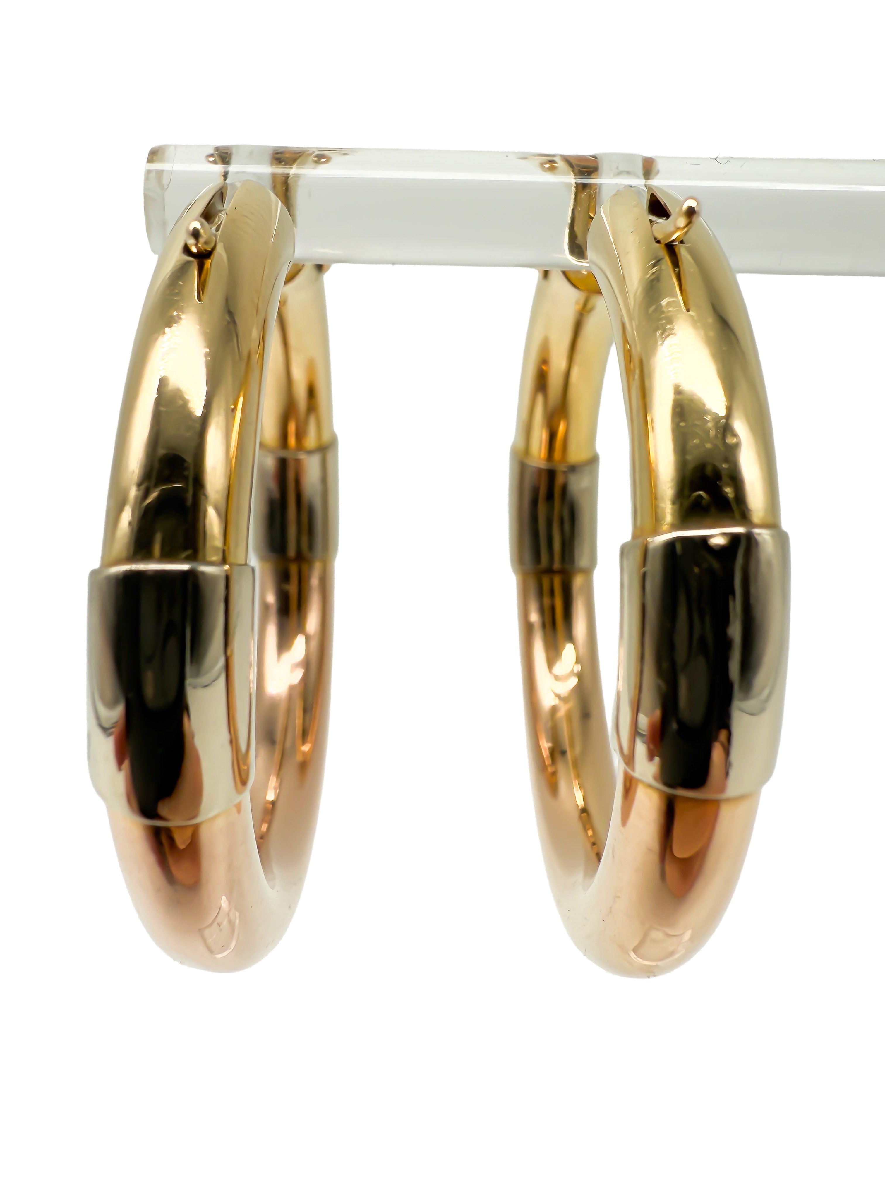 Hoop Ohrringe aus Rose-, Weiß und Gelbgold, 18K