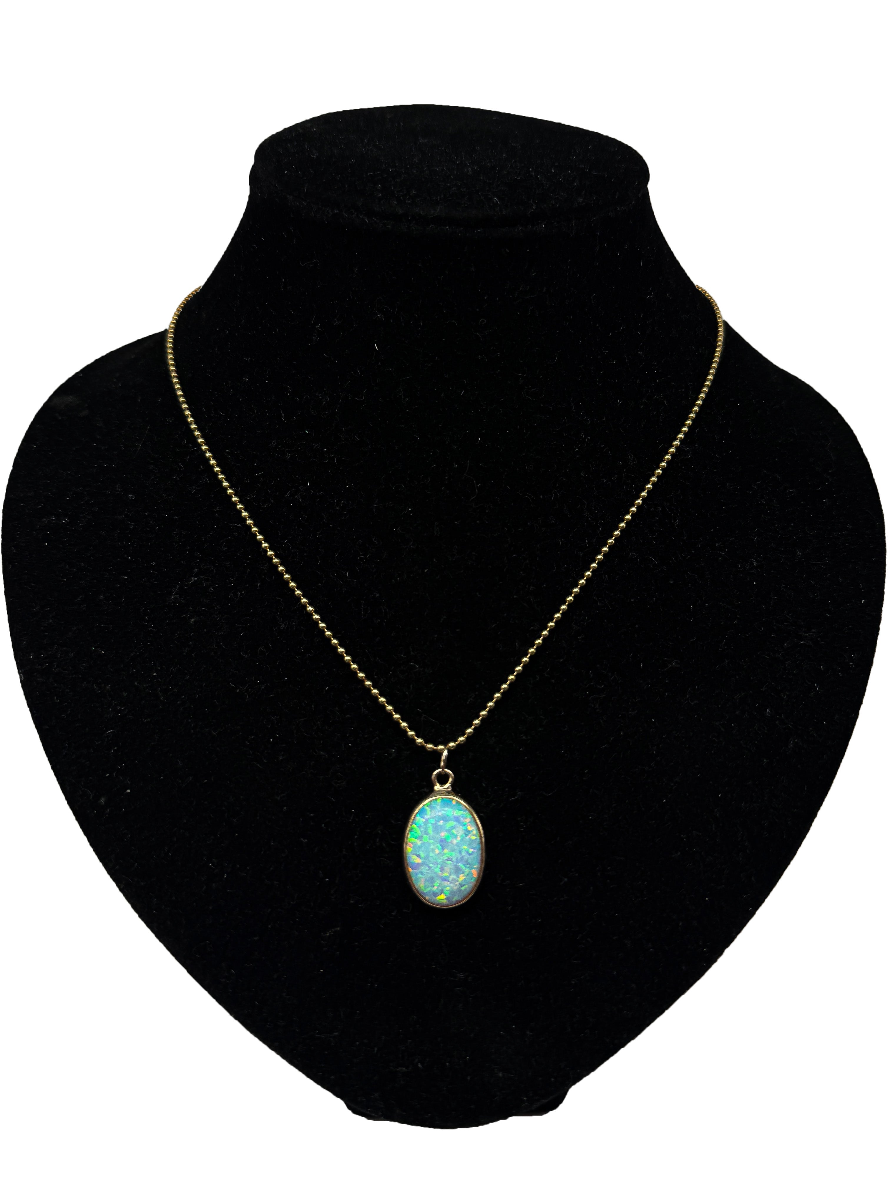 585er Gelbgold Collier mit Opal