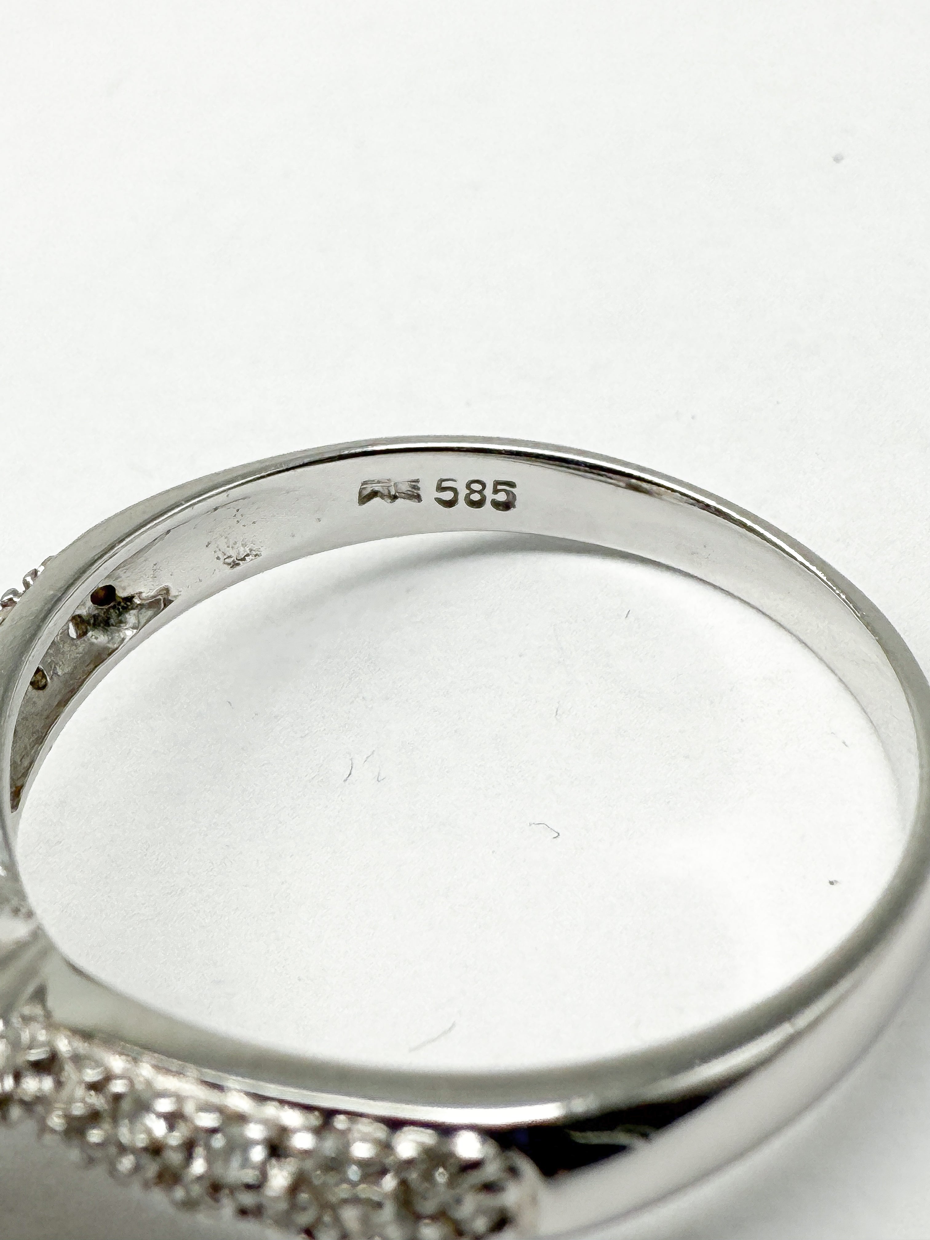 Ring und Ohrringe Set 585er Weißgold mit Perle und Diamanten