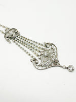 Laden Sie das Bild in den Galerie-Viewer, Jugendstil Platin Collier mit Diamanten und Perlen
