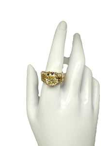 750er Gelbgold Bandring mit großem Diamanten