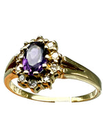 Laden Sie das Bild in den Galerie-Viewer, 750er Gelbgold Ring mit Amethyst und Diamanten

