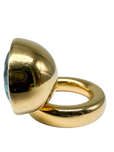 18K Ring und Halsketten Set mit Aquamarin