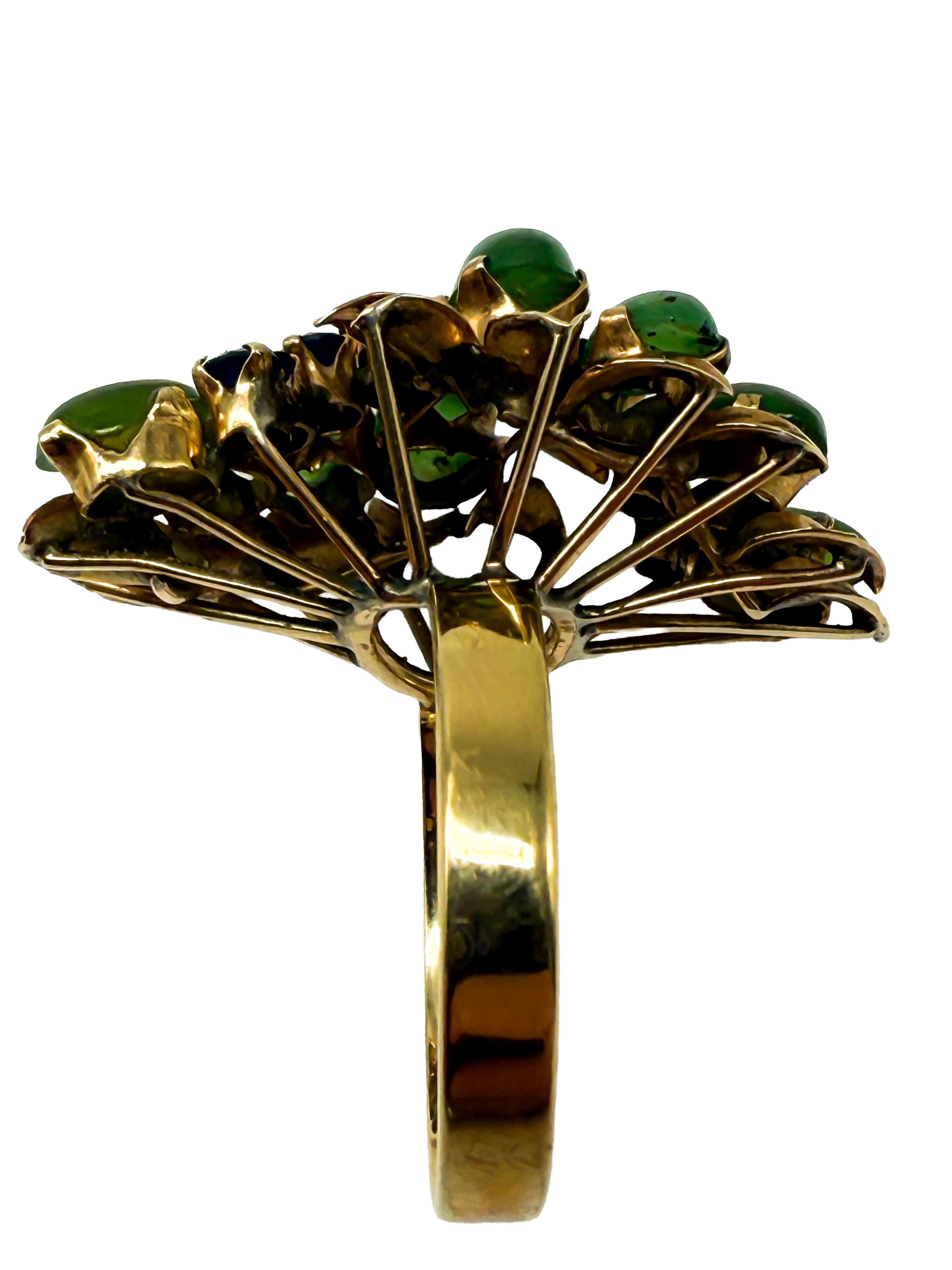 333er Gelbgold Ring mit Jade und Saphir