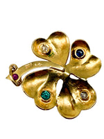 Laden Sie das Bild in den Galerie-Viewer, Anitke 14K Gelbgold Anhänger mit Diamant, Rubin, Smaragd und Saphir
