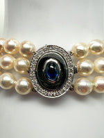 Laden Sie das Bild in den Galerie-Viewer, 750er Weißgold; Armband mit Saphir, Diamanten und Perlen
