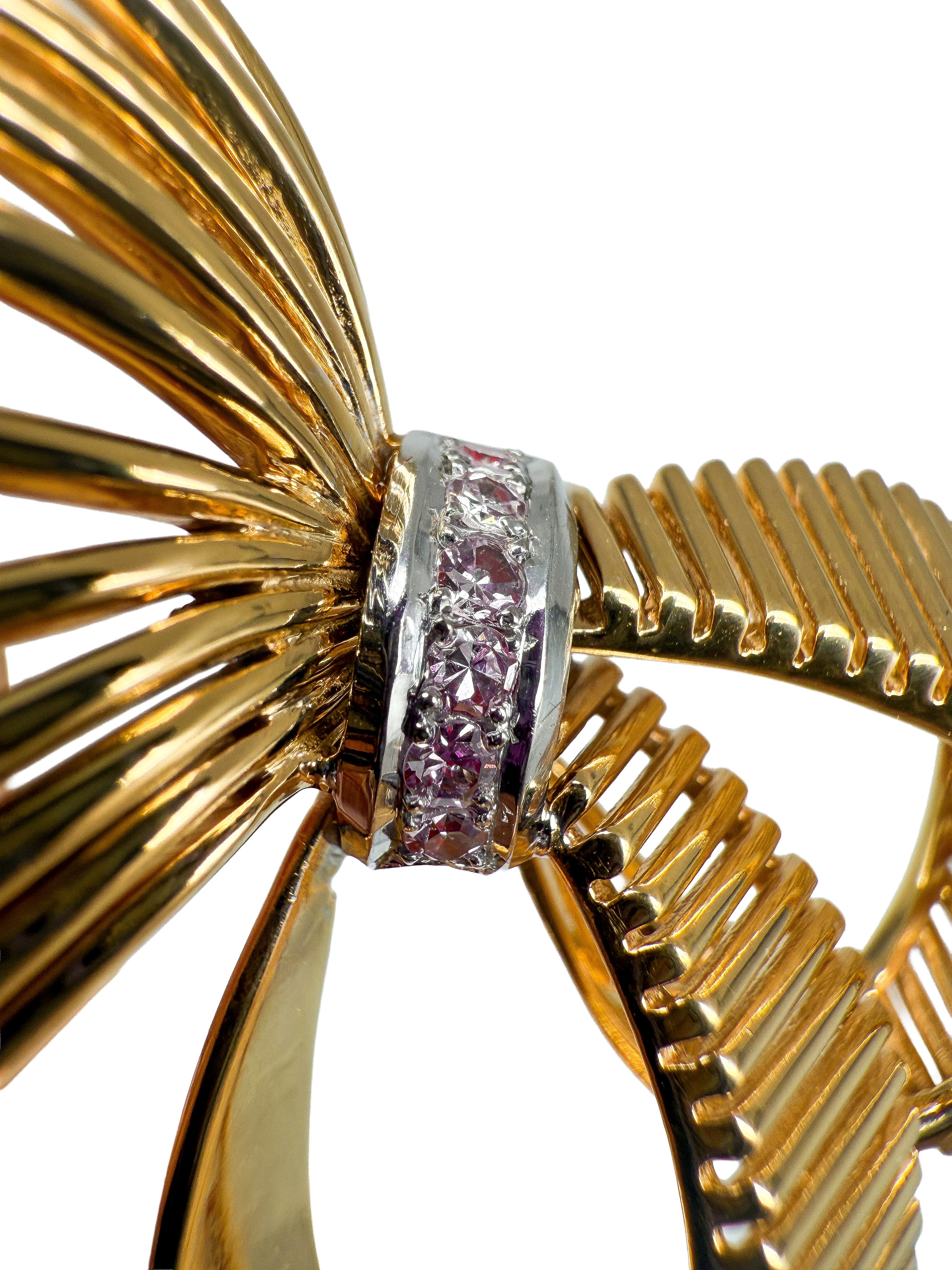 Brosche aus Gold 750er mit rosa Diamanten