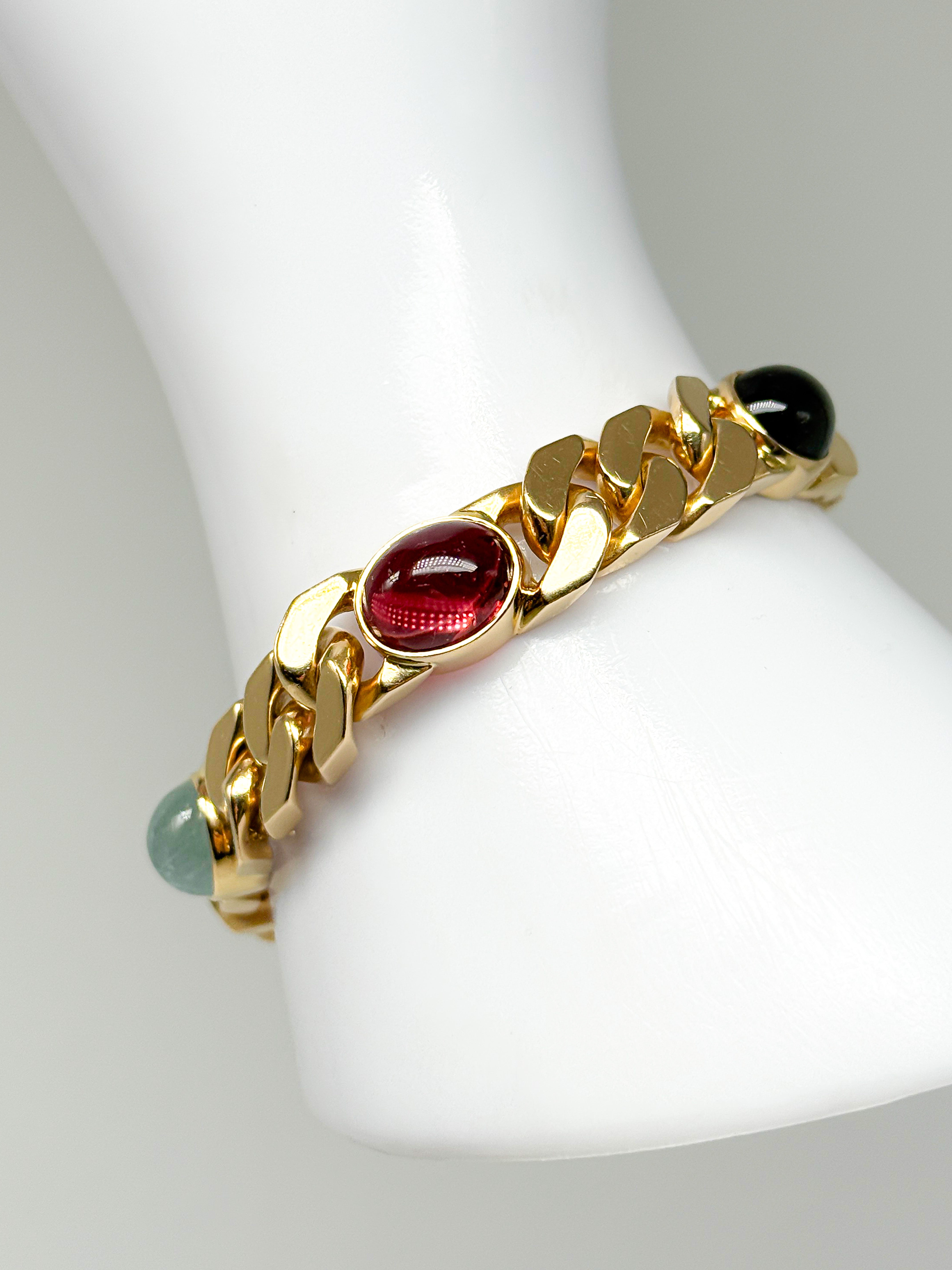 750er Gelbgold Armband mit Amethyst, Citrin, Aquamarin, Turmalin mit Zertifikat