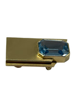 Laden Sie das Bild in den Galerie-Viewer, Gelbgold Brosche mit Aquamarin, 750er Gelbgold
