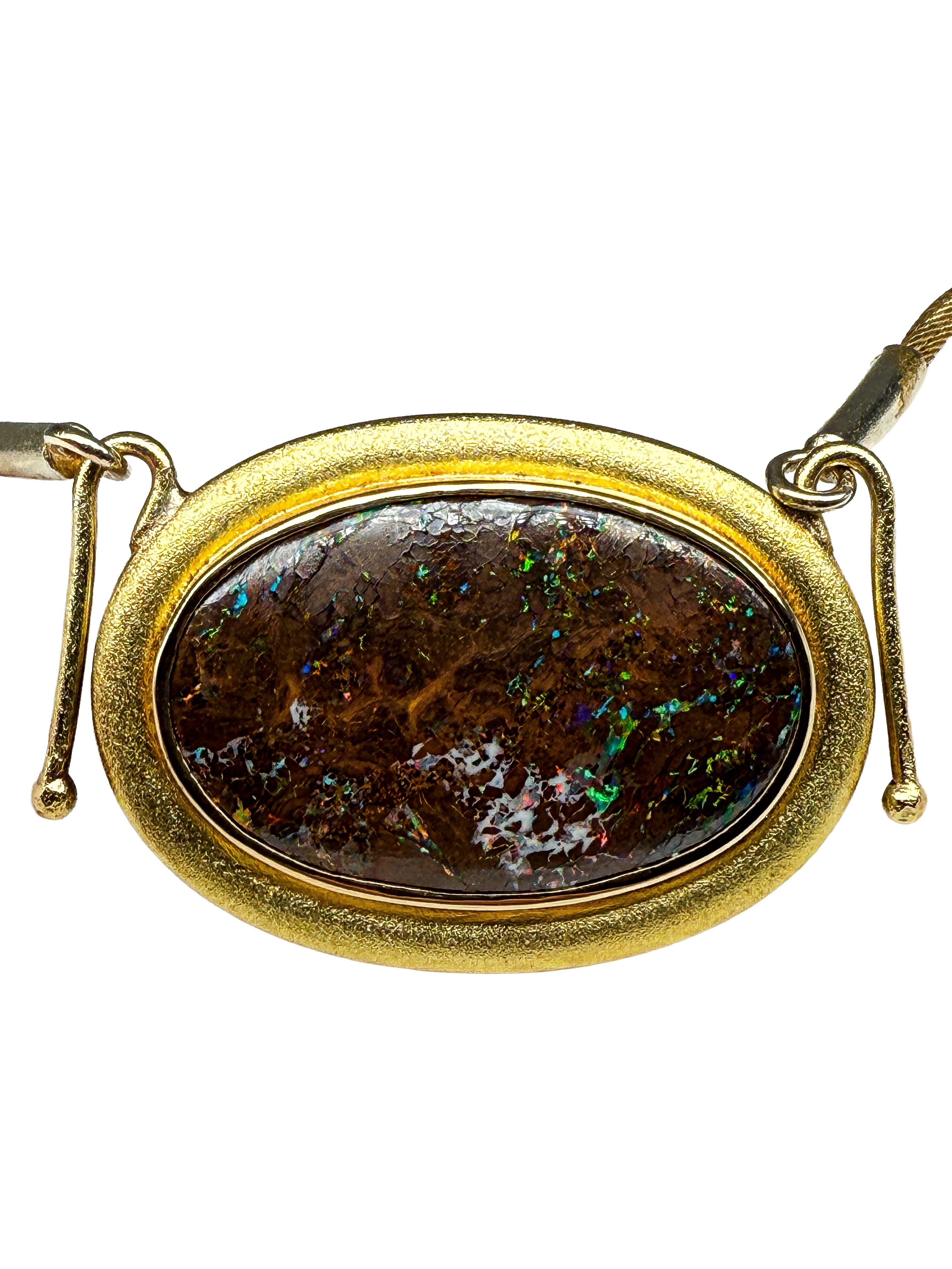 750er Gelbgold Collier mit Matrixopal