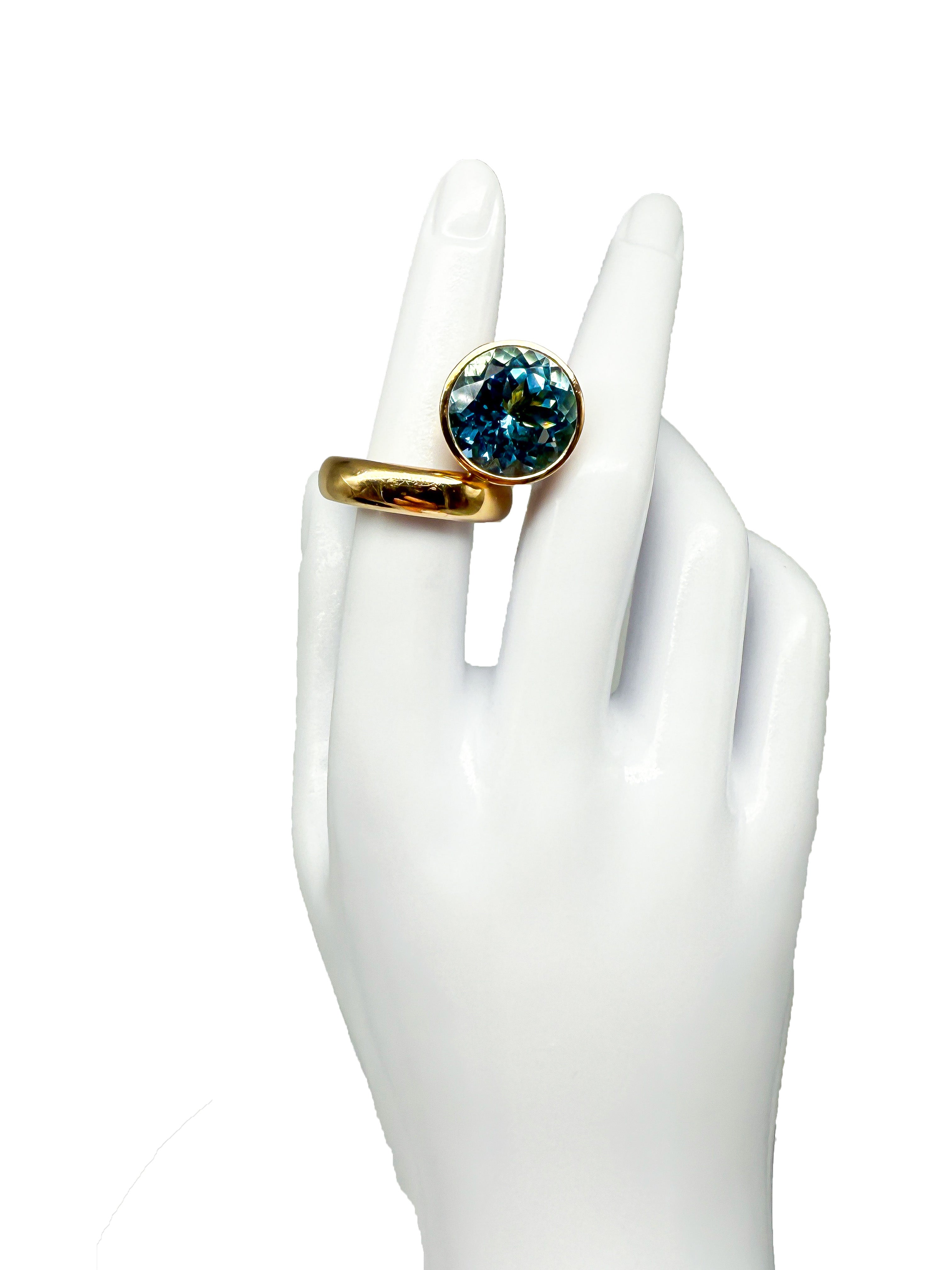 18K Ring und Halsketten Set mit Aquamarin