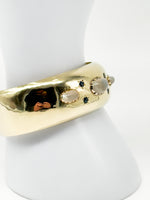 Laden Sie das Bild in den Galerie-Viewer, 14K Gelbgold Armband mit Mondstein und Saphir, 39,6g

