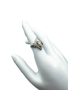 950er Art Deco Platin-Ring mit Diamanten