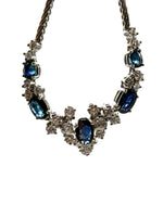 Laden Sie das Bild in den Galerie-Viewer, 585er Weißgold Collier mit Saphir und Diamanten, Zertifikat vorhanden
