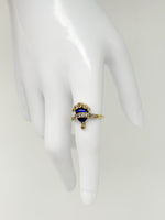 Laden Sie das Bild in den Galerie-Viewer, 18K Gelbgold Ring mit Diamanten und Emaille
