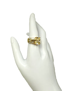 750er Gelbgold Bandring mit großem Diamanten