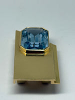 Laden Sie das Bild in den Galerie-Viewer, Gelbgold Brosche mit Aquamarin, 750er Gelbgold
