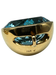18K Ring und Halsketten Set mit Aquamarin