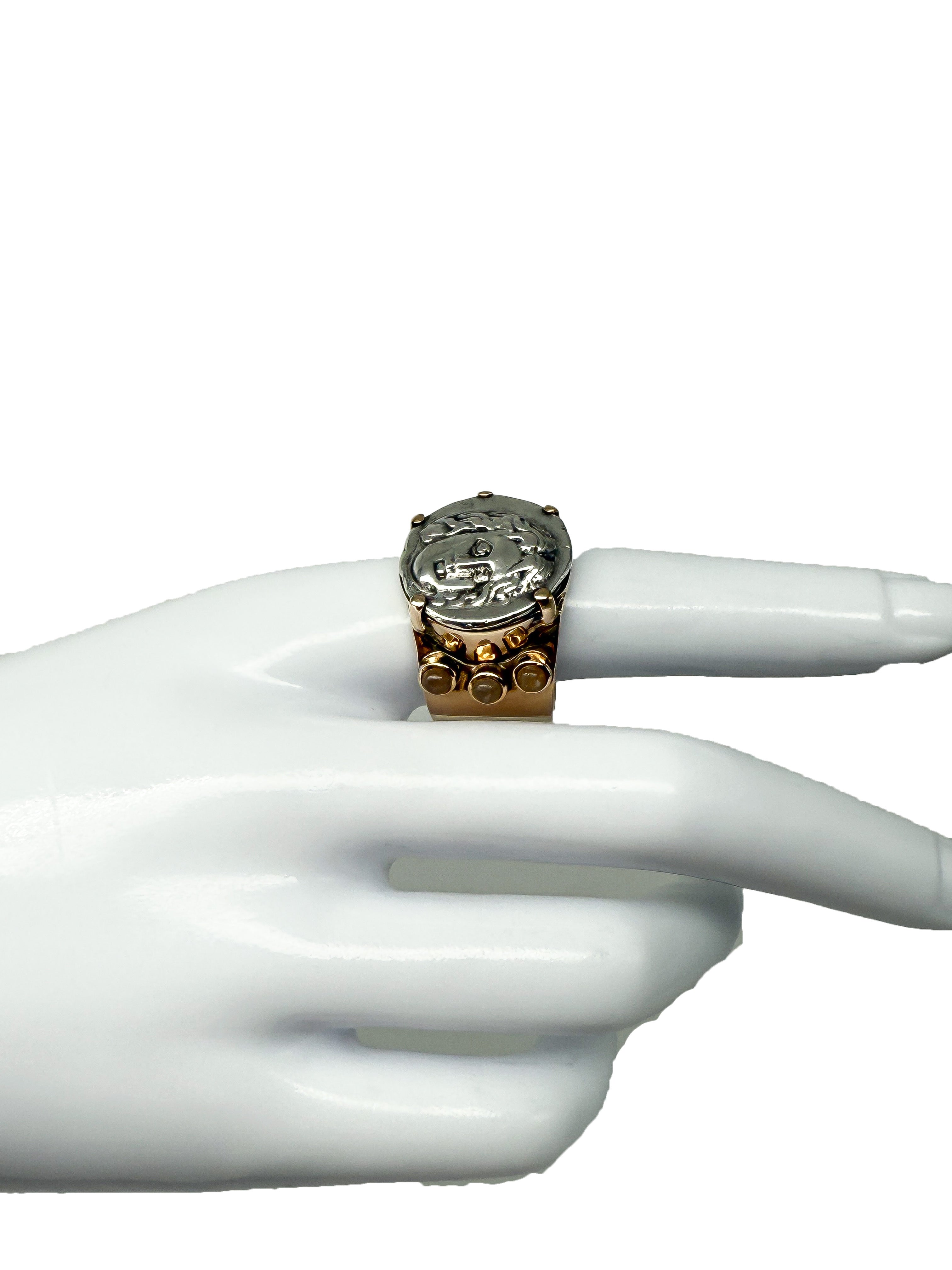 585er Gelbgold Ring mit antiker griechischer Münze