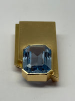Laden Sie das Bild in den Galerie-Viewer, Gelbgold Brosche mit Aquamarin, 750er Gelbgold
