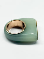 Laden Sie das Bild in den Galerie-Viewer, Gelbgold Ring K10 mit grünem Jadestein
