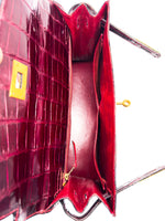 Laden Sie das Bild in den Galerie-Viewer, Hermes Kelly 32 Sellier Rouge H / Bordeaux hochglanz-Krokodilleder

