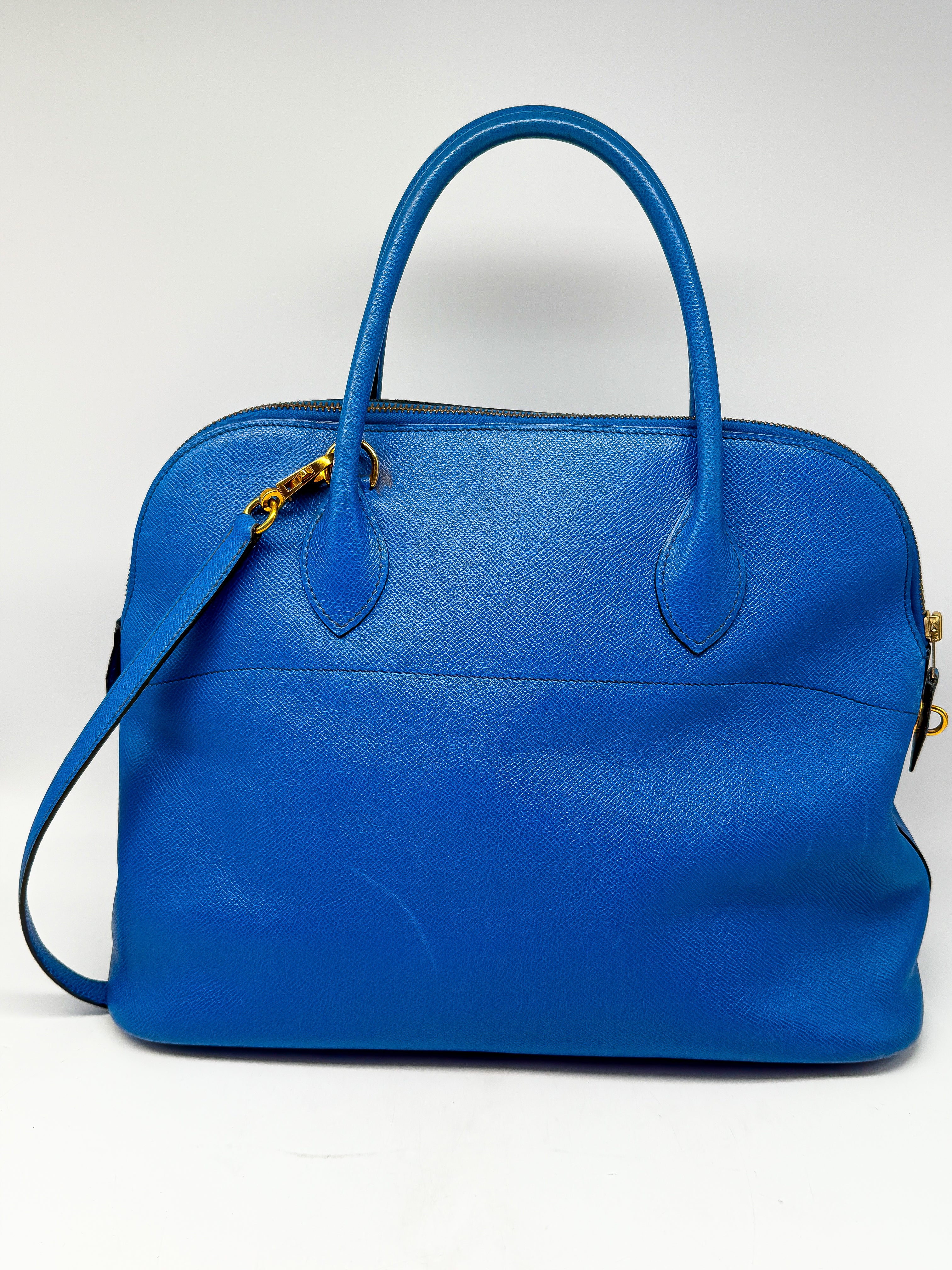 Hermes Bolide 35 - Blau - Gold Hardware - Leder