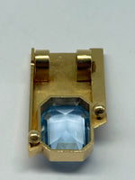 Laden Sie das Bild in den Galerie-Viewer, Gelbgold Brosche mit Aquamarin, 750er Gelbgold
