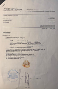 750er Gelbgold Bandring mit großem Diamanten