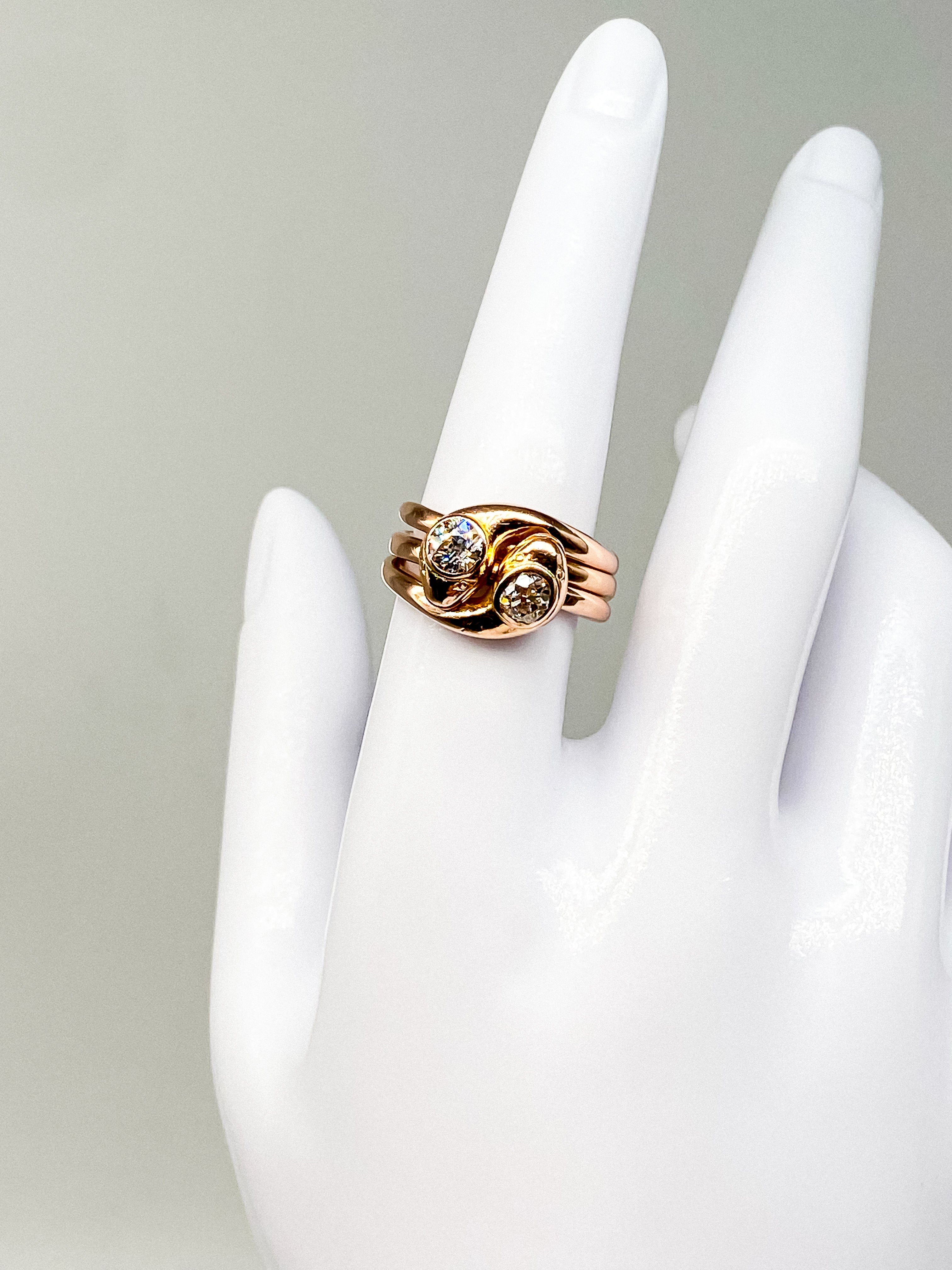 Liebesring 585 Gelbgold mit Diamanten, 2-teilig