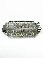 Laden Sie das Bild in den Galerie-Viewer, 750er Weißgold Brosche mit Diamanten, Art Deco
