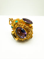 Laden Sie das Bild in den Galerie-Viewer, Gelbgold Anhänger 18K mit Amethyst und Türkise
