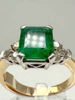 Laden Sie das Bild in den Galerie-Viewer, Ring 750er Gelbgold mit Smaragden und Diamanten
