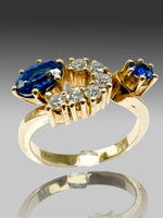 Laden Sie das Bild in den Galerie-Viewer, Ring 585er Gelbgold mit Diamanten und Sapphire
