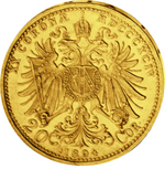 Laden Sie das Bild in den Galerie-Viewer, Kaisertum Österreich, Haus Habsburg, 20 Kronen 1892 Franz Joseph I. m. Lorbeerkranz - Gold
