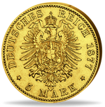 Laden Sie das Bild in den Galerie-Viewer, 5 Mark Goldmünze Wilhelm I v. Preussen (1877 A)
