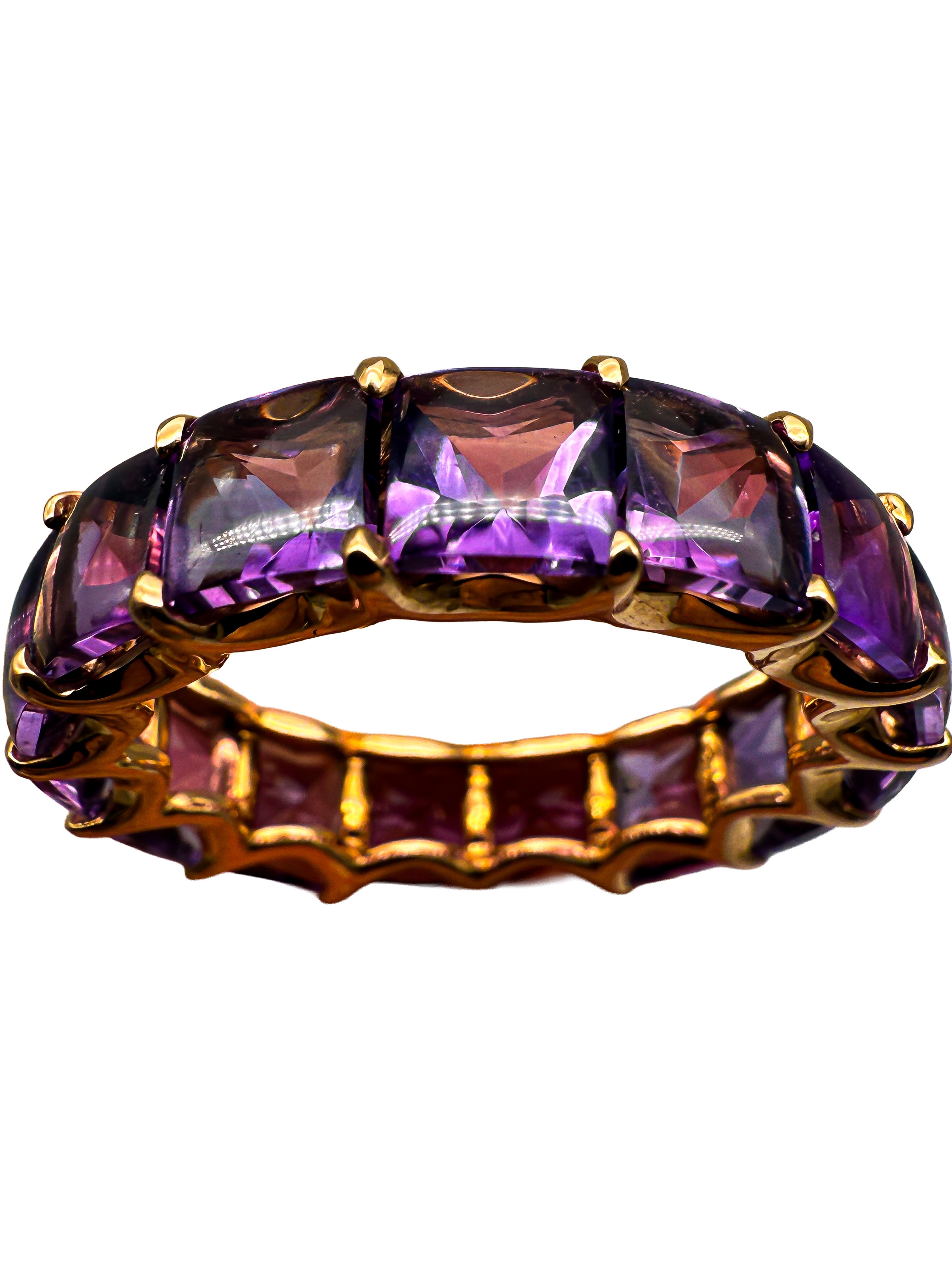 750er Gelbgold Ring mit Amethyste