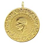 Laden Sie das Bild in den Galerie-Viewer, Yarim Altin Cumhuriyet türkische Goldmünze Atatürk 916 22 Karat (22.3 mm ⌀ )
