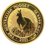Laden Sie das Bild in den Galerie-Viewer, Australian Nugget 1/20 oz Elizabeth II 5 Dollars Goldmünze 2001
