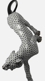 Laden Sie das Bild in den Galerie-Viewer, Herend Porzellan Panther Figur Fischernetz 1. Wahl Schwarz
