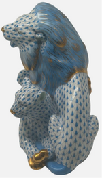 Laden Sie das Bild in den Galerie-Viewer, Herend Porzellan Figur Löwen Fischernetz Blau 1. Wahl
