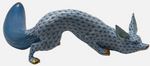 Laden Sie das Bild in den Galerie-Viewer, Herend Porzellan Figur Fuchs Fischernetz Blau 1. Wahl
