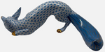 Laden Sie das Bild in den Galerie-Viewer, Herend Porzellan Figur Fuchs Fischernetz Blau 1. Wahl
