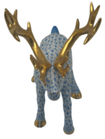Laden Sie das Bild in den Galerie-Viewer, Herend Porzellan Figur Hirsch Fischernetz Blau 1. Wahl
