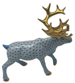 Laden Sie das Bild in den Galerie-Viewer, Herend Porzellan Figur Hirsch Fischernetz Blau 1. Wahl
