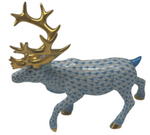 Laden Sie das Bild in den Galerie-Viewer, Herend Porzellan Figur Hirsch Fischernetz Blau 1. Wahl
